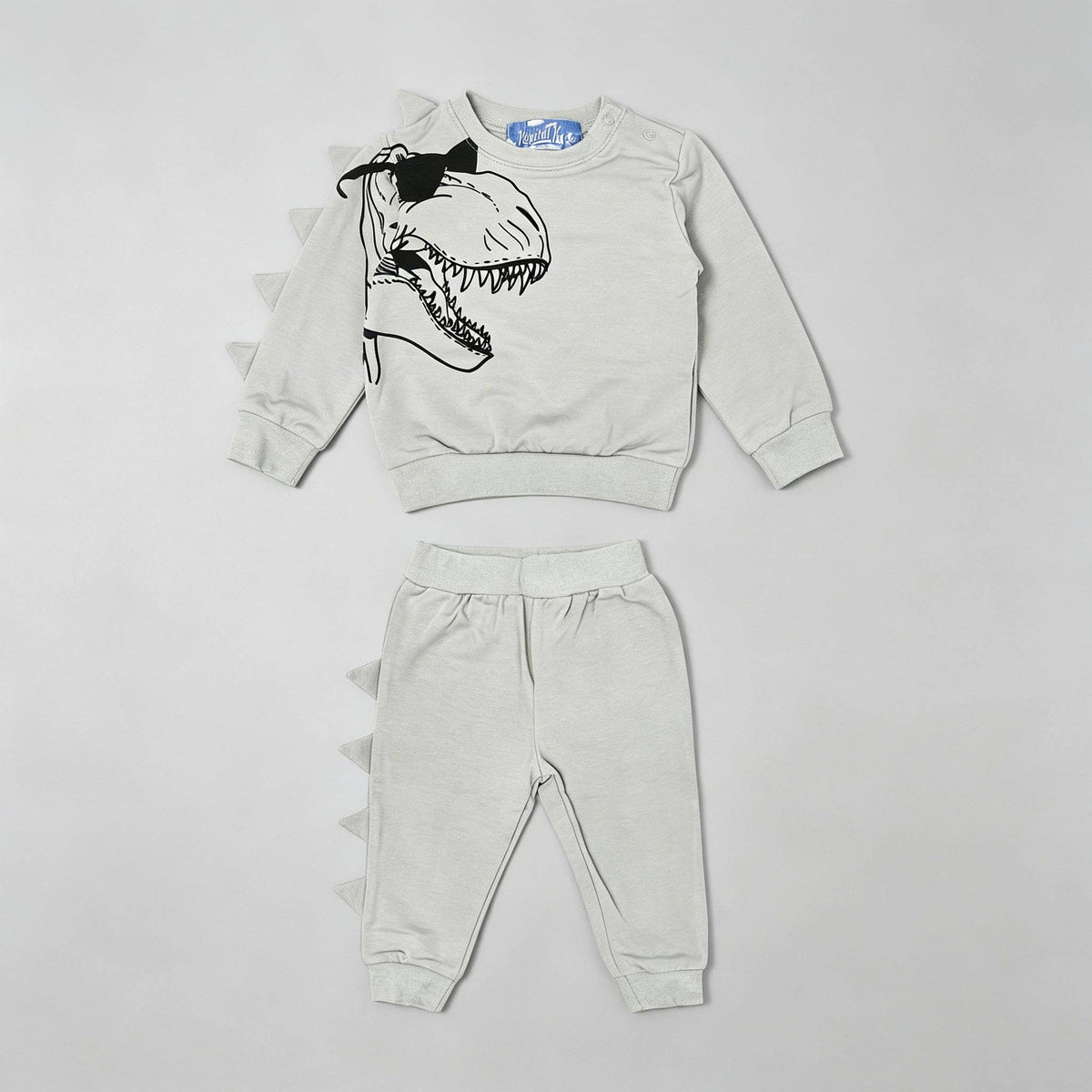 Kapital K Baby Boys Gray 3D Dinosaur Sweatshirt & Joggers Set