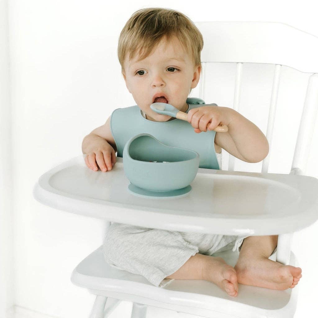 Silicone & Beechwood Toddler Spoons Set: Petal Pink
