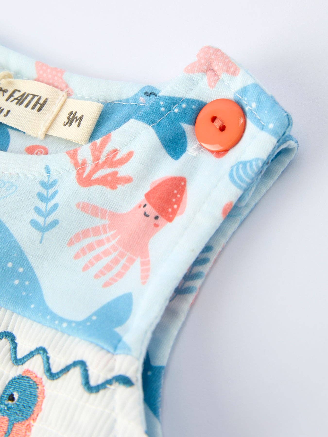 Marine Animal Smocked Embroidered Baby Boys' Romper